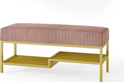 Produktbild von BETTSO Stilvolle Bank mit Regal MELLO 80 rosa in POSO Stoff auf Goldrahmen