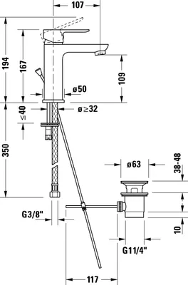 Produktbild von DURAVIT DC1023001010 D-Code Einhebel-Waschtischmischer M