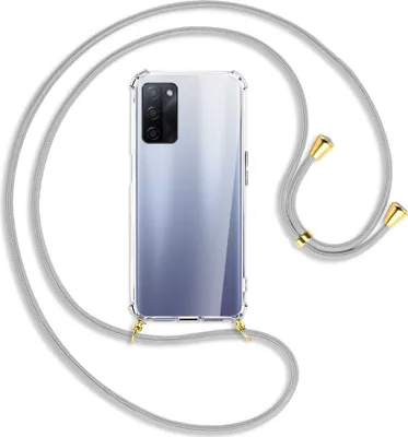 Produktbild von Handykette Backcover-Schutzhülle mit Band (Metall goldfarben) für Oppo A55 5G (PEMM00, PEMT00) - silbergrau