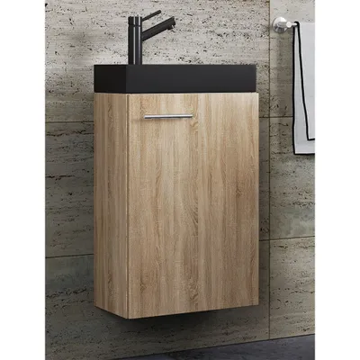 Produktbild von VCM 2-tlg Set | Waschplatz für Gäste WC | Gästebad Toilette | Waschtisch | Badmöbel Badezimmer Set – Slito-BL