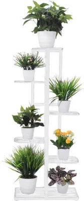 Produktbild von Famanu Pflanzenstand 6 Ebenen - Schwarze Metallblumenständer für Innen und Außen