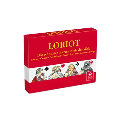 A red box containing a card game, with illustrations of characters and card suits on the front.