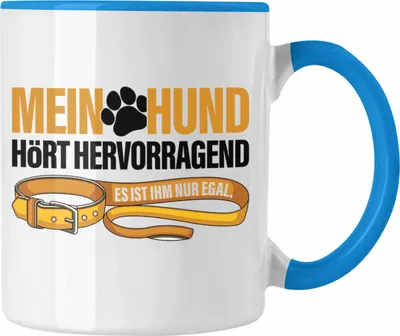 Produktbild von TRENDATION Tasse Hundeliebhaber Hundemama Hundepapa Hund Spruch Kaffeetasse Geschenk (Blau)