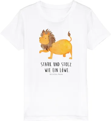 Produktbild von Mr. & Mrs. Panda Kleinkinder T-Shirt Sternzeichen Löwe 3-4 Jahre (98/104) - Weiß - Geschenk, Juli, Kindershirt, König Der Tiere, Geburtstag, Kinder Baumwollshirt, August