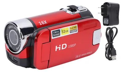 Zdjęcie produktu dla Kamera wideo, 16 MP, 1080p, HD, 16-krotny zoom cyfrowy, obrotowy ekran o przekątnej 2,4 cala, idealna do vlogowania dla studentów w podróży