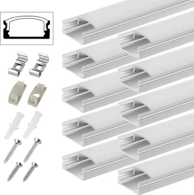 Produktbild von Speed 10x 1m LED Profil Aluprofil Alu Leiste Schiene Profile für LED-Streifen Eloxiert U-form Mit Endkappe Befestigungsclip