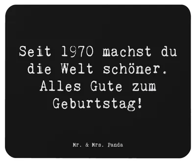 Produktbild von Mr. & Mrs. Panda Mauspad Spruch 1970 Geburtstag - Schwarz - Geschenk, Geburtstagsgeschenk, Happy Birthday, laptop, pc, Glückwunsch, Mousepad, Mouse Pad, Geburtsjahr, 50.