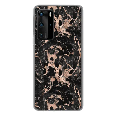 Produktbild von MuchoWow® Handyhülle Schutzhülle Hülle für Huawei P40 Pro Marmor - Rose - Muster - Chic Silikon Softcase Handy Hülle - Schutz