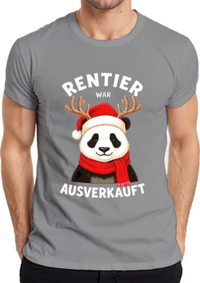 Produktbild von Rentier war t Panda Weihnachten lustig Geschenk Winter Herren T-Shirt, Grau, XXL