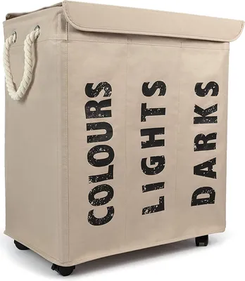 Produktbild von osoltus 3er Wäschesortierer auf Rollen Wäschebox Wäschekorb Sand Beige