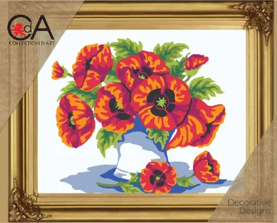 Image de CDA Paquet à broder demi-croix "Coquelicot", imprimé, 22x30cm