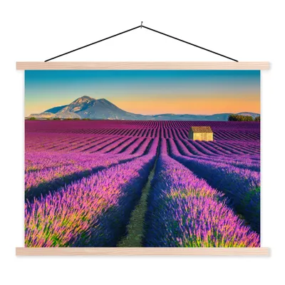 Produktbild von MuchoWow® Textilposter Lavendel - Berg - Blumen 40x30 cm mit holzfarbenen Rahmen - Bilder