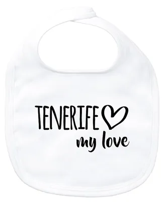 Produktbild von Huuraa Baby Lätzchen Tenerife my love White Klettverschluss  Baumwolle Latz Geschenkidee