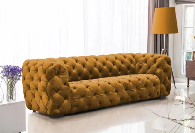 Produktbild von Sofa Designersofa NATALIE 3-Sitzer in Stoff Riviera Goldgelb