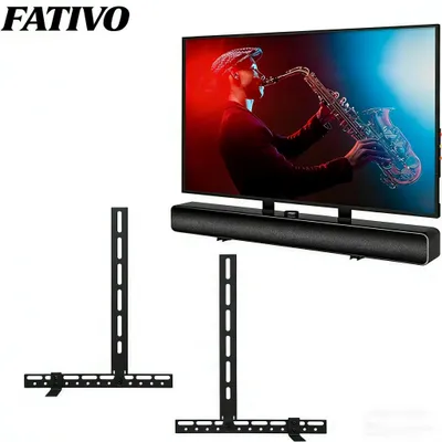 Obrázek produktu pro FATIVO Univerzální držák na soundbar: Držák TV soundbaru pro montáž nad/pod televizor, kompatibilní s většinou soundbarů