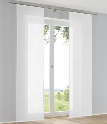 Schiebegardinen Set 2er, weiß, Linenlook, 60x245 cm