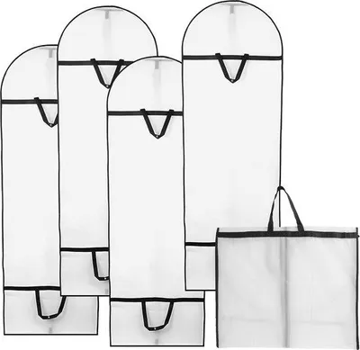 Produktbild von Famanu Kleidungstaschen 4 Stück, lang, 180 x 60 cm, mit Reißverschluss, faltbar, mottenbeständig