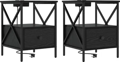 Obrázok produktu pre Nočný stolík so zásuvkou 2 pcs Čierny dub 41,5 x 40,5 x 55 cm