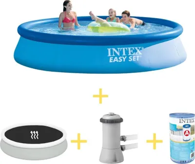 Produktbild von Intex Easy Set Pool - 396 x 84 cm - Inklusive Solarsegel, Filterpumpe & Filter