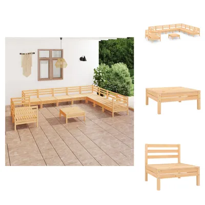 Produktbild von vidaXL 11-tlg. Garten-Lounge-Set Massivholz Kiefer -  Gartenmöbel-Sets