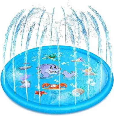 Produktbild von Antislip-Poolmat - 170 cm - Blauw - Opblaasbaar - Babyzwembad mit Sprühregen - Dicht - für Kleinkinder