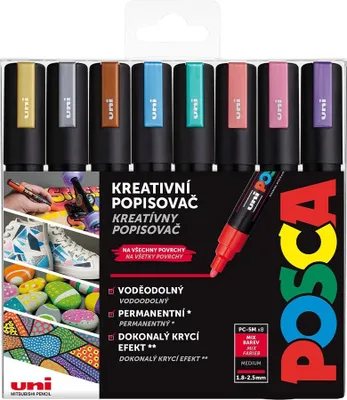 Image de POSCA marqueur unique PC-5M set 2,5 mm 8 couleurs métalliques