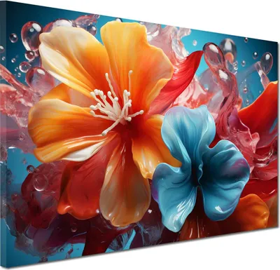 Produktbild von Abstrakt bunte Blüten Wandbild Leinwandbild Kunstdruck XL Wanddeko: 60x40x2cm