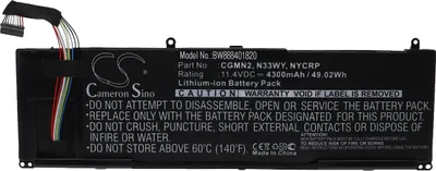 Produktbild von vhbw Akku Ersatz für Dell 0CGMN2, P19T003, P19T002, P19T001, P19T, NYCRP, N33WY, CGMN2 für Notebook (4300 mAh, 11,4 V, Li-Ion)