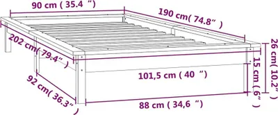 Imagen del producto de Cama de madera maciza con luces LED, color blanco, 90x190 cm