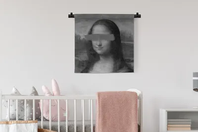 Produktbild von MuchoWow® Wandteppich Wandbehang Mona Lisa - Leonardo da Vinci - Schwarz - Weiß 60x60 cm Tapisserie Dekoration Wandtuch - Dekorationen - Wand Decke
