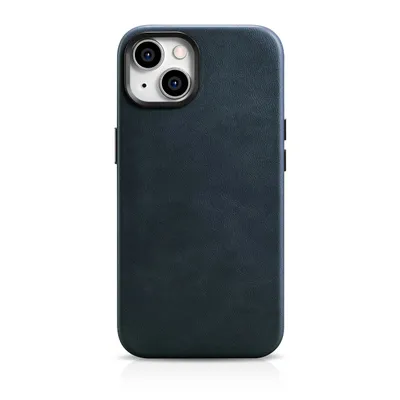 Productafbeelding van Icarer Etui, lederen hoesje met MagSafe-functionaliteit, voor iPhone 14+, donkerblauw