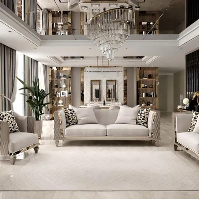 Produktbild von Modernes Sofa Set 3-Sitzer und Sessel Beige mit Holzrahmen