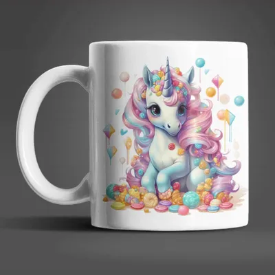 Produktbild von Süßes Einhorn Sweet Candy Kaffeetasse Teetasse Tasse Geschenkidee 330 ml – Bunt / Sweet-Einhorn-02