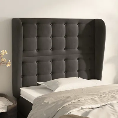 Produktbild von vidaXL Kopfteil mit Ohren Dunkelgrau 103x23x118/128 cm Samt - Kopfteil - Kopfteile - Bett-Kopfteil - Bettkopfteil