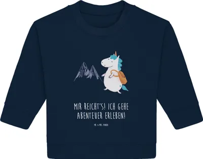 Produktbild von Mr. & Mrs. Panda Organic Baby Pullover Einhorn Bergsteiger 12. - 18. Monat - French Navy - Geschenk, Unicorn, Bullover, Weltenbummler, Einhörner, Berge, Urlaub