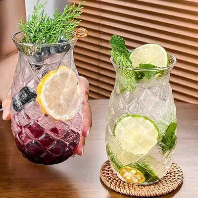 2er-Set Ananas-Glasbecher 520 ml, Kaffee- Cocktail- Smoothie-Gläser