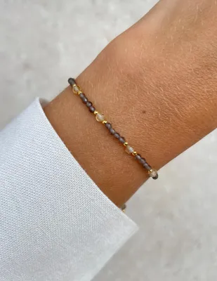 Produktbild von Strangarmband aus Rauchquarz und Citrin - Frieden, Wohlstand, Selbstvertrauen