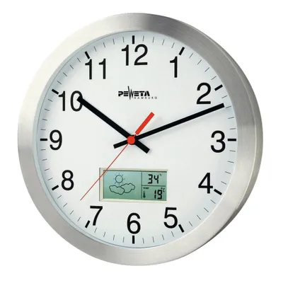 Obrázek produktu pro PEWETA 51.161.315 Rádiem řízené nástěnné hodiny stříbrné 30,0 cm Hliník, matné