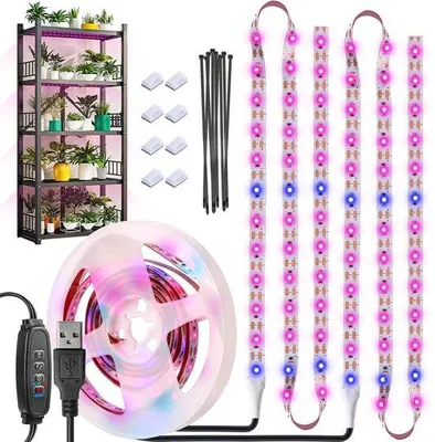 Immagine prodotto di Lampada LED per piante impermeabile Unyqoos® con 120 LED (20 blu/100 rosa) – spettro completo, 10 livelli di luminosità, timer a 3/9/12 ore, dimmerabile, ideale per piante da interno e per la germinazione