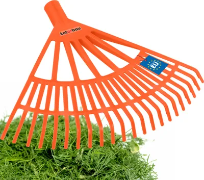 Produktbild von KOTARBAU® Laubrechen Kunststoff ohne Stiel Orange 370 x 440 mm Fächerbesen Laubbesen Kunststoff Laubharke groß Laub Rechen Gartenwerkzeug Rasenrechen breit Garten Rechen Kunststoffrechen
