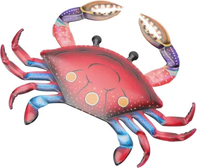 Produktbild von Roter Eisenanhänger mit Krabbenmotiv als maritime Wanddekoration für Wohnzimmer und Haushalt