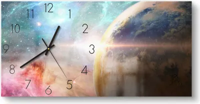 Produktbild von DEQORI Glasuhr 60x30 cm Zahlen 'Farbige Galaxie' Wanduhr Glas Uhr Design leise