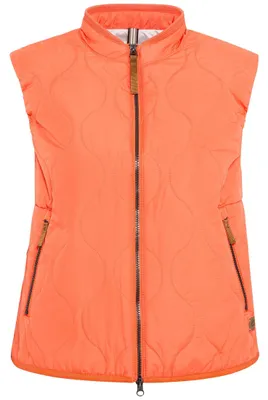 Immagine prodotto di Gilet imbottito corto da donna della marca camel active, realizzato in poliestere riciclato, colore pesca. Articolo da donna