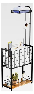 Produktbild von Stehender Toilettenpapierhalter, 4-Ebenen Aufbewahrung für Toilettenpapier, freistehendes Rack für zusätzliche Rollen, Schwarz