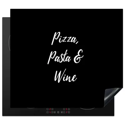 Produktbild von KitchenYeah© Herdabdeckplatte Zitate - Sprichwörter - Weinliebhaber - Pizza, Pasta & Wein , 59x52cm, Küche Deko, Glaskeramikkochfeld Herdabdeckung, Abdeckplatte fùr Kochfeld