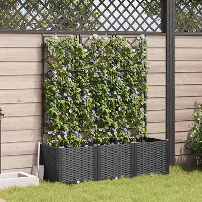 Zdjęcie produktu dla Maison Exclusive – zestaw donic ogrodowych, 3 szt., czarny, 120 x 40 x 143 cm, tworzywo sztuczne