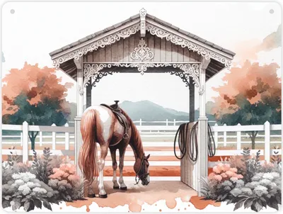 Produktbild von Geschecktes Westernpferd Metallschild XL in 21x28 cm