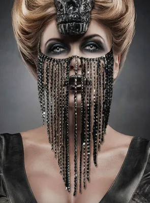 Image de Marquise Voile d'Halloween Masque Gothique Accessoire Mystique Dramatique, Couleur : Noir
