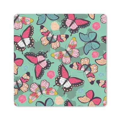 Produktbild von MuchoWow® Mauspad Mousepad Schmetterlinge - Muster - Frühling 20x20 cm - Mousepads - Maus Mat - Pad - Mausunterlage - Desk Mat - Bureauartikeln