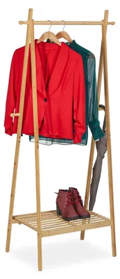 Produktbild von Kleiderständer Garderobenständer - Bambus - Klappbar - 160 x 74 x 42 cm - Natur
